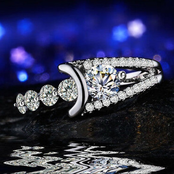 Creative Cut 925 Silver Wedding Ring Size 6-10 - Picture 4 of 11